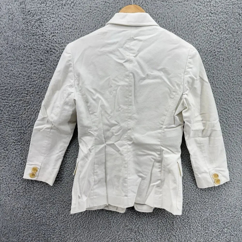 Anne Klein NY Size 4 White Peacoat Double Breasted 4‎ Button Pocket Jacket READ